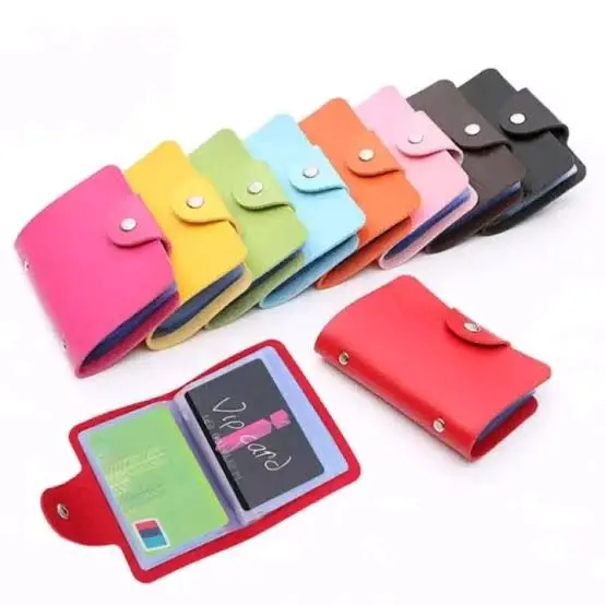 Dompet Kartu Kancing Polos 24 Slot Kartu Kulit 0