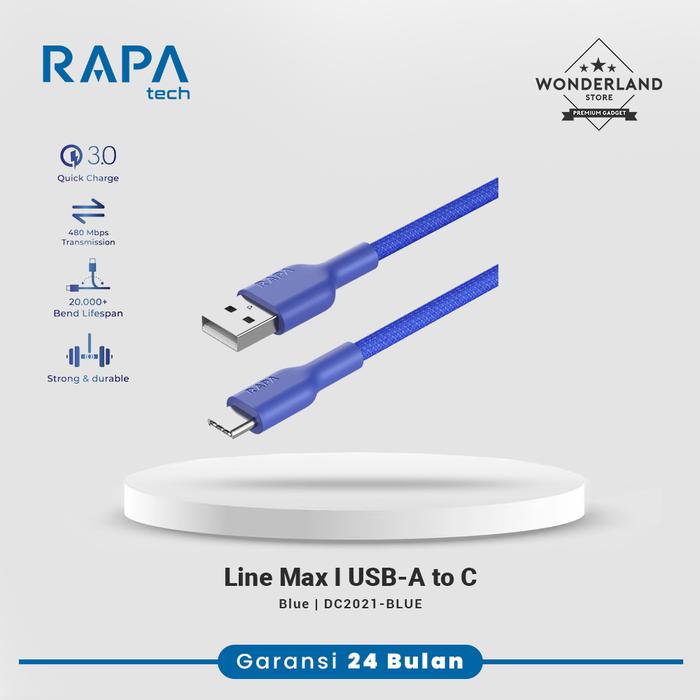 Gambar RAPAtech Line Max I Kabel Data USB to C 3A QC3.0 Nylon Braided DC2021 - Grey dari Wonderland Store Kota Surabaya 5 Tokopedia