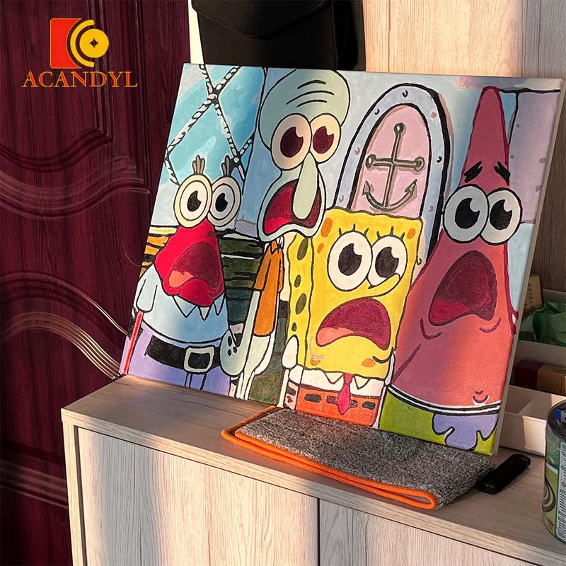  Bộ sơn theo số ACANDYL SpongeBob SquarePants Khung 30x40cm Tranh kỹ thuật số tự làm Nghệ thuật hoạt hình vui nhộn theo số Tranh tô màu vẽ tay Đồ Trang Trí nhà cửa Quà tặng độc đáo 