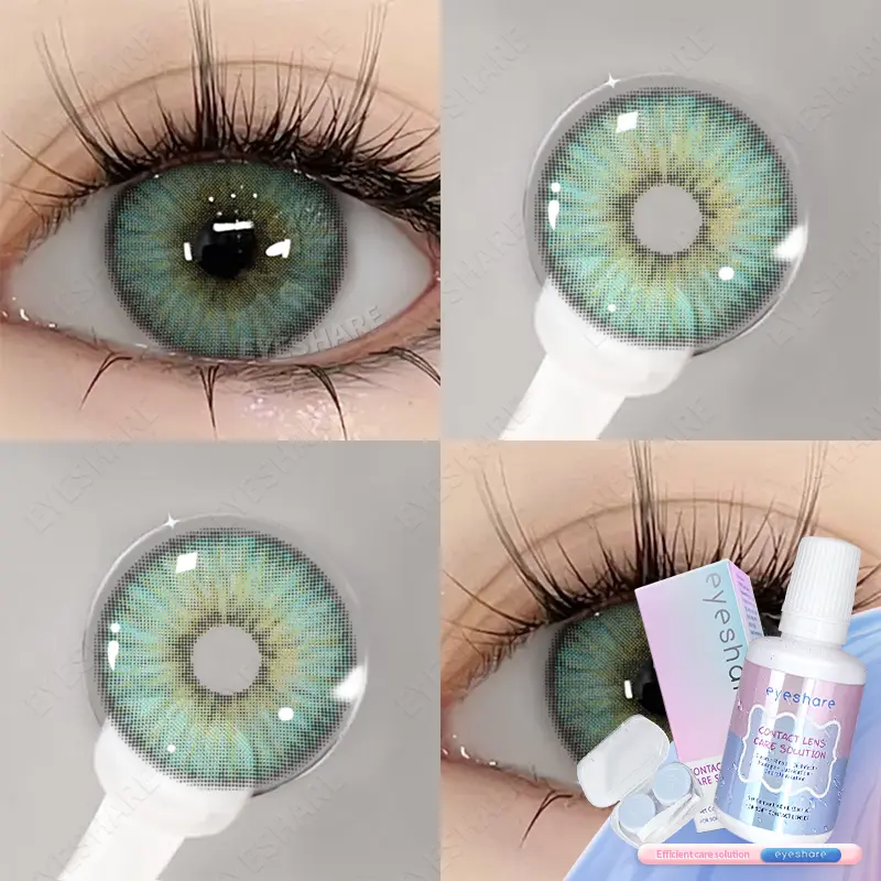 EyeshareID Minus (-1.00-6.00) Set Lensa Lembut Hijau Estonia Baru 14.5mm (Air Lensa Lembut 120ml + Kotak Perawatan) Lensa Kontak Berwarna Cocok untuk Penggunaan Sepanjang Tahun Lensa Kontak Lensa Lembut Udara Lembut Softlens Soflen 0