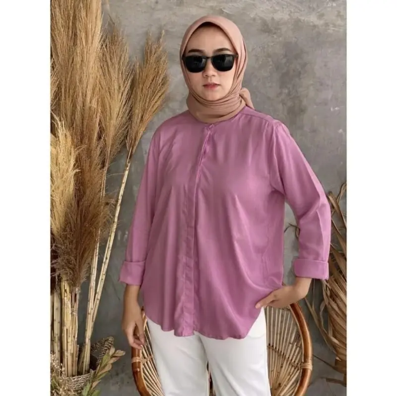 Baju Atasan Kemeja Basic Wanita Lengan Panjang Formal - Casual 5