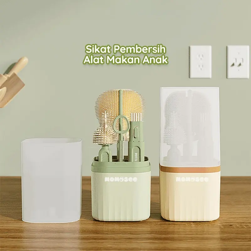 Minitutu Sikat Botol Bayi Portable Sikat Botol 6IN1 Multifungsi Sikat Pembersih Botol Silikon BPA Free XH053