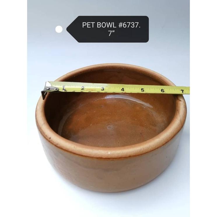 Pet Cat Rabbit Dog Food Feeding and Water Drinking Bowl Clay Ceramic 6737 7inch Brown Bekas Makan Makanan Minuman Kucing
