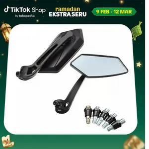 Koso Spion Segi Lima Universal Anti Getar Kaca Bening Drat 14 untuk Honda & Yamaha Motor Good Quality Bonus Drat Sambungan Motorcycle PCX NMAX LEXI BEAT VARIO125/150/160 DLL