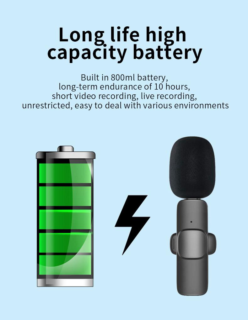 Product Introduction of Wireless lavalier microphone Type-C K20 lapel/collar clip microphone Wireless mobile receiver USB-C charging, plug-in rechargeable, compact and portable, intelligent noise reduction, for: smartphone, audio, wireless live broadcast, Vlog recording video 28