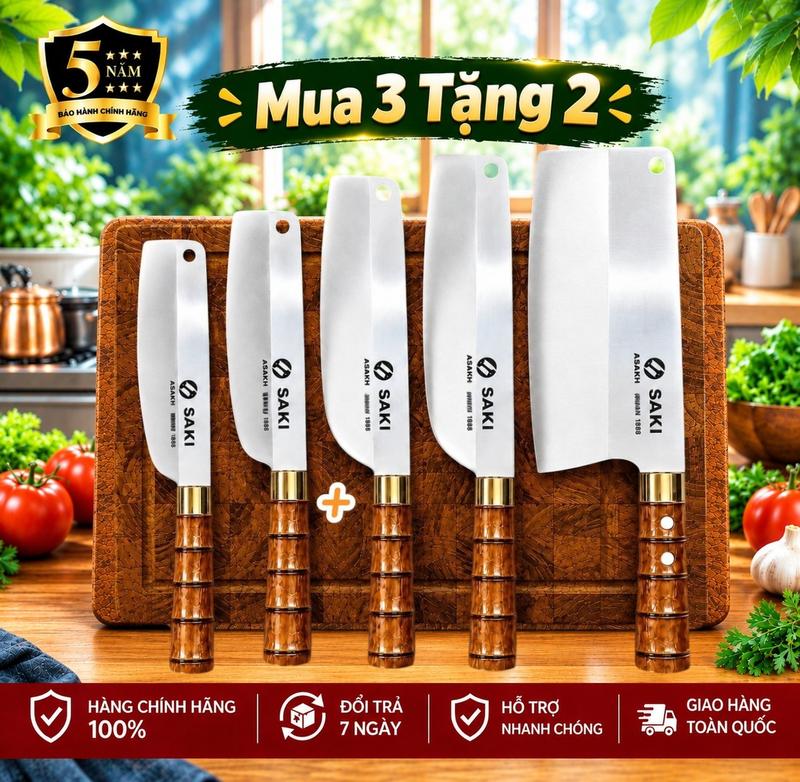 LV004  MUA 3 TẶNG 2 , BỘ 5 món  THÉP TRẮNG rèn thủ công từ làng rèn Tiến Lộc