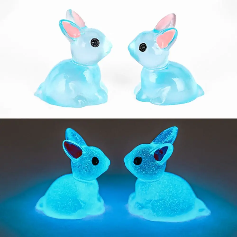 Microlandscape Cute Luminous Bunnies Gardening Fairy Mini Rabbit Ornaments New Home Decor Miniature Figurines