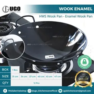 Berindo Kuali Wajan Hitam Anti Lengket Enamel Tebal | Wok Penggorengan Hitam