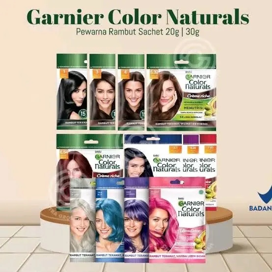 Pewarna Rambut Garnier Hair Color Naturals 30ml - Cat Rambut Dye Bebas Ammonia Berkilau dan Menyala 4