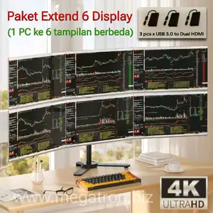 Paket Extend Monitor 6 Display (tampil beda-beda) - USB 3.0 Multi-view