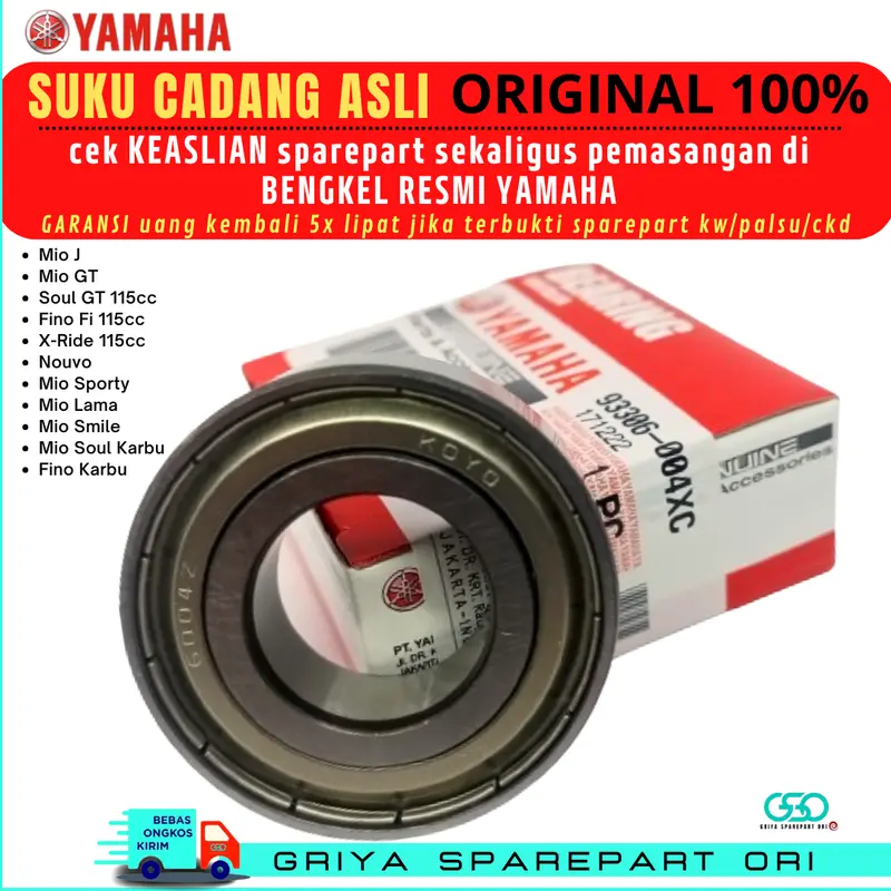 Bearing laher roda belakang Mio 6004 Ori Mio j Mio GT Mio smile Mio sporty Mio karbu lama Mio soul karbu Fino karbu Fino fi Xride Soul GT 115 KLAHAR BEARING RODA BELAKANG ORIGINAL YAMAHA 4