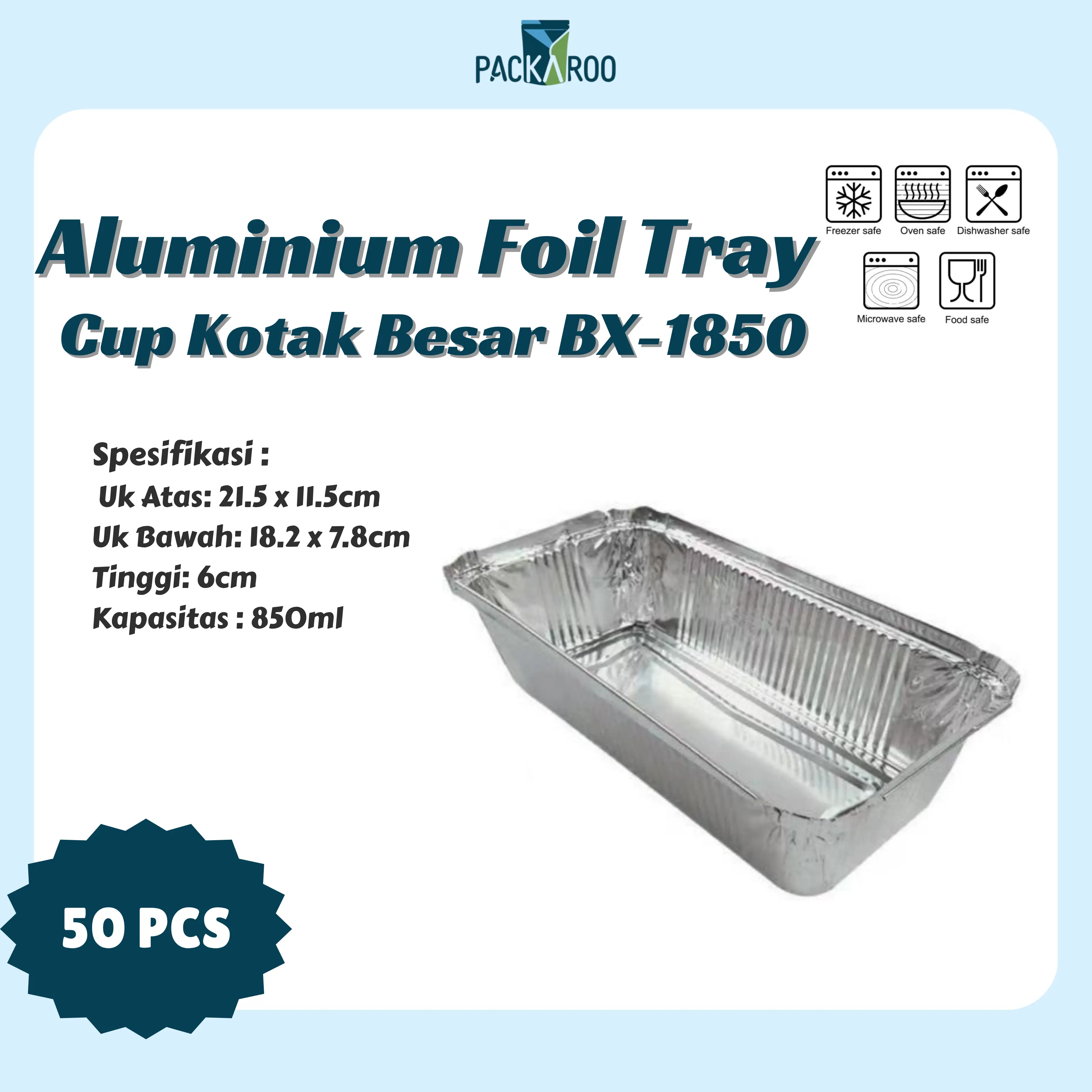 Alumunium Foil Cup BX-1850 Kotak Besar 850ML Tanpa Tutup  50 Pcs / Cup Macaroni Schotel , Dimsum Mentai TERMURAH