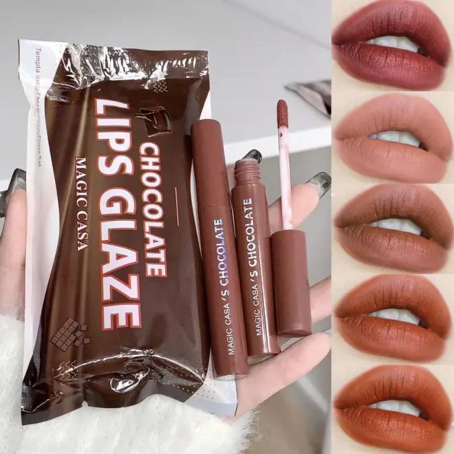Product Introduction of 【TOP】Chocolate five lipstick set matte finish non-fading lipstick female student 24