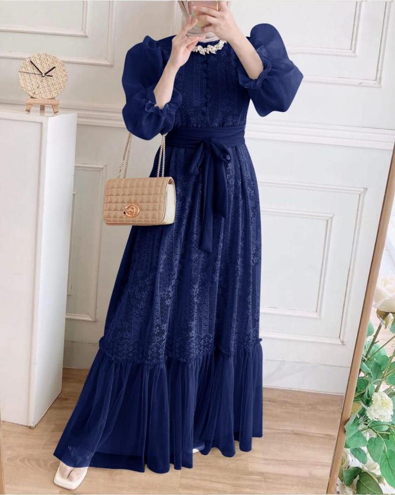 Product Introduction of TP89 Dres Gamis inana 89z4 maxi cantik full brukat lapis furing Muslim Organza Nyaman Wanita Tile 4