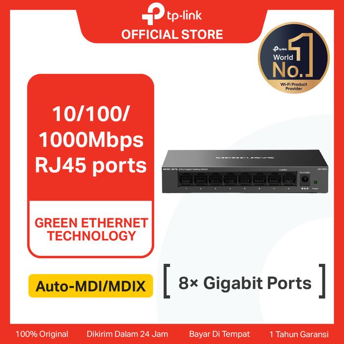 Gambar TP Link | Mercusys MS108GS 8-Port Gigabit Desktop Switch | Power Saving dari TP-Link Indonesia Kab. Tangerang Tokopedia
