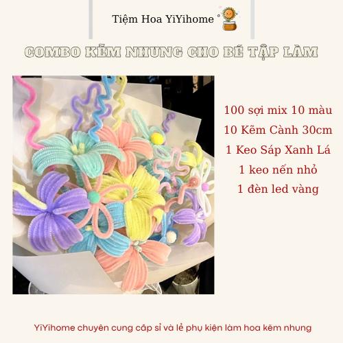 Combo Kẽm Nhung Loại 1 Kèm Đủ Phụ Kiện Cho Bé Tập Làm set hoa Đồ Thủ Công Handmade Diy YiYihome