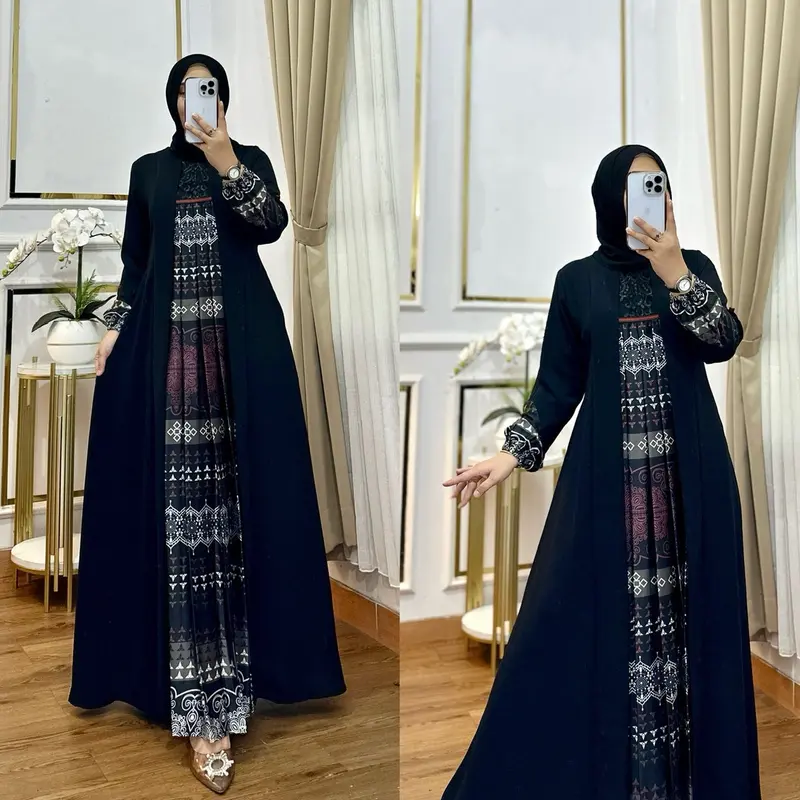 Rilza store gamis Lebaran 2025 silk import terbaru kekinian gamis pesta kondangan terbaru Muslim Wanita Dress Mewah Maxi Remaja Dewasa Syari Crinkle Mutiara 4