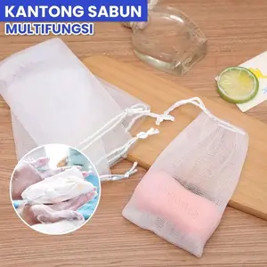 Jaring Sabun Mandi Serbaguna dengan Tali Gantung / Kantong Sabun Jaring Pembuat Busa Manual Halus untuk Sabun Batang / Jaring