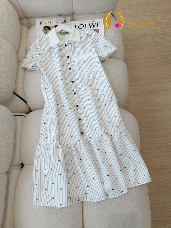 [Mami] Đầm Bầu Váy Bầu Dáng Suông chân cá chất kẻ nơ 3 màu trẻ trung dáng dài cho mẹ bầu và sau sinh thiết kế by Mami