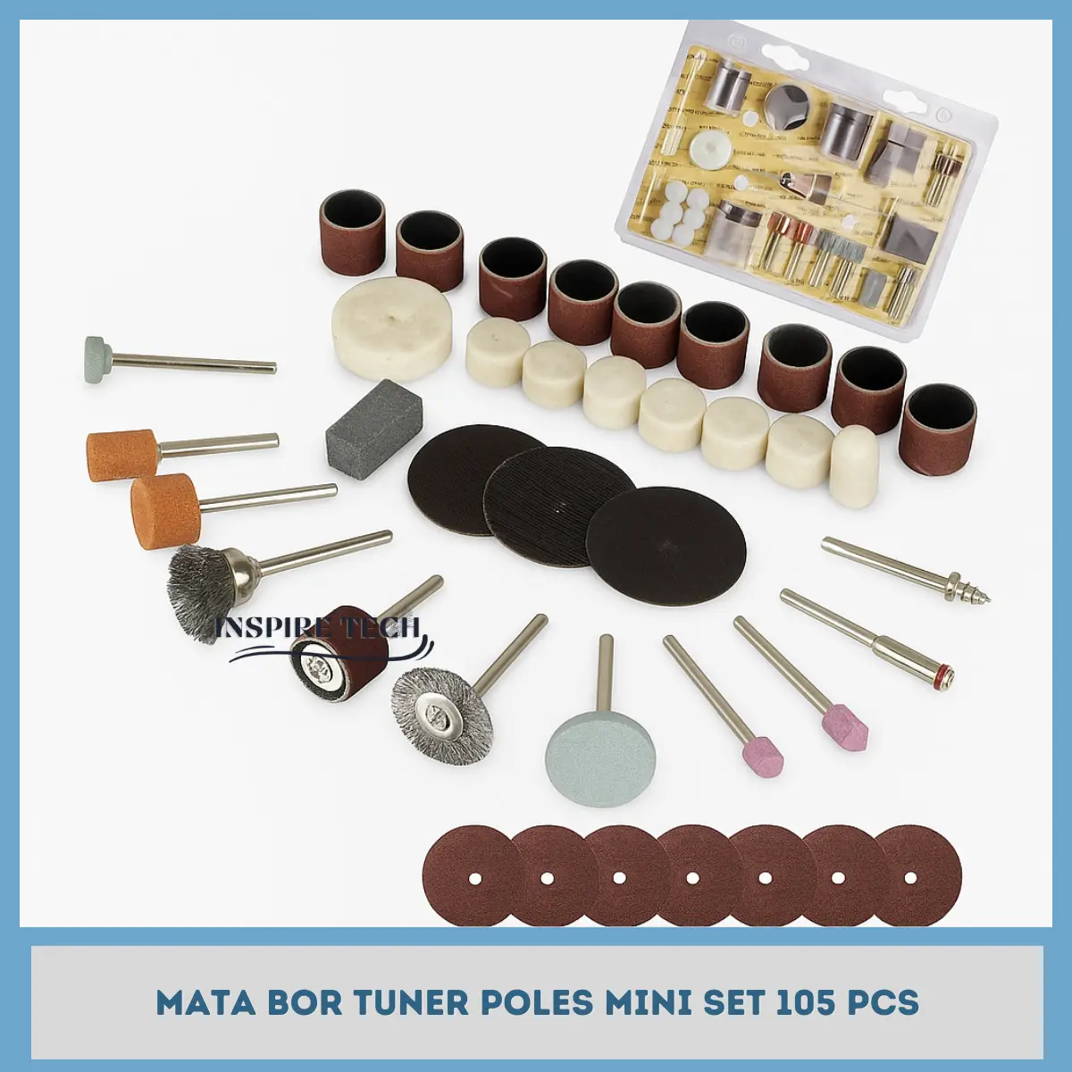 Mata Bor Tuner Poles Mini Set 105 Pcs Mata Dremel Tuner Potong Ampelas Amplas Gerinda Bor Mini