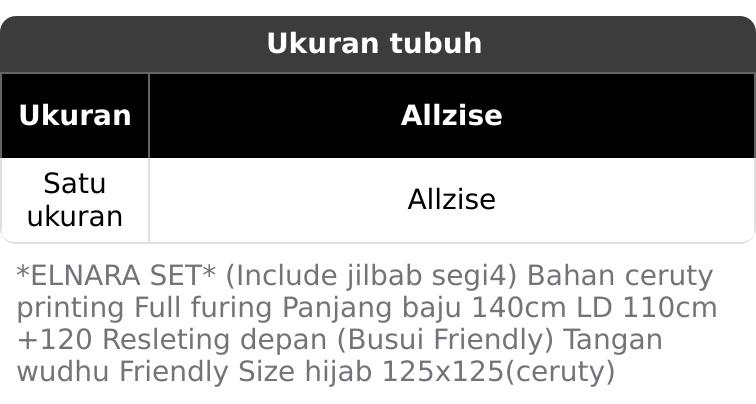 *ELNARA SET*  (Include jilbab segi4) Bahan ceruty printing Full furing Panjang baju 140cm LD 110cm +120 Resleting depan (Busui Friendly) Tangan wudhu Friendly Size hijab 125x125(ceruty) *Dress cantik simple elegant*9