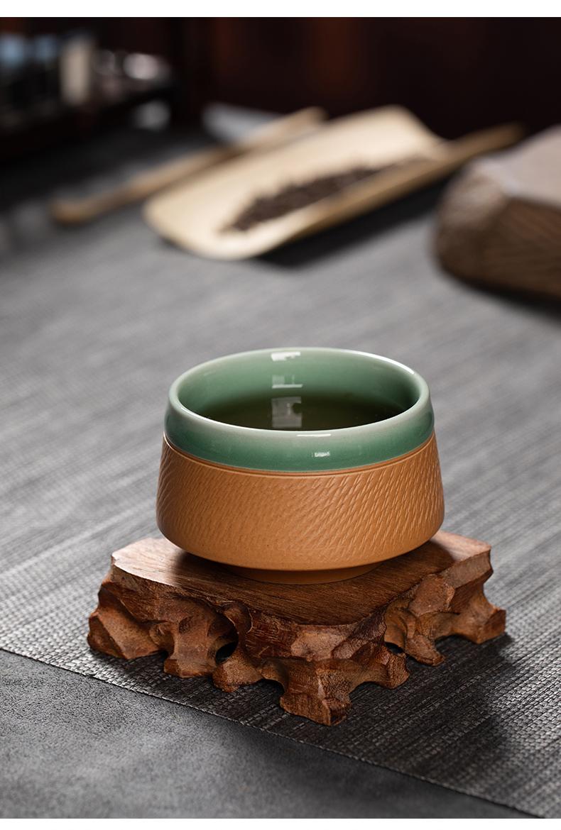 Product Introduction of Premium handmade tea cup,jumping knife master teacup,Kongfu tea set,Chawan,2025 new CNY promotion,home teaware,plum green,intangible culture heritage,high temperature firing Longquan celadon 10