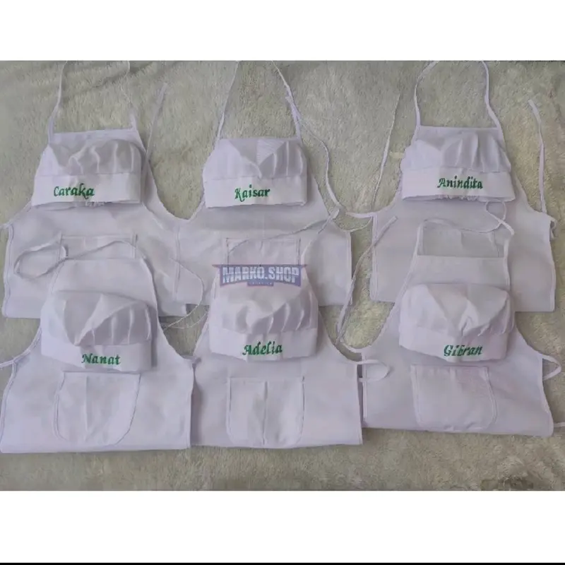 Topi Chef Anak Dan Apron Celemek Satu Set Free Bordir Nama Topi Chef Celemek anak Bisa Bordir nama topi  sd  merah  putih 3