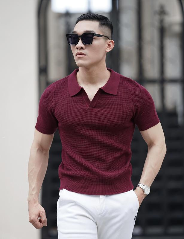 Mã:31 ( Áo Dệt Kim ) Áo Dệt Kim Trơn cổ chữ V 2 màu đỏ trắng - nam - menswear
