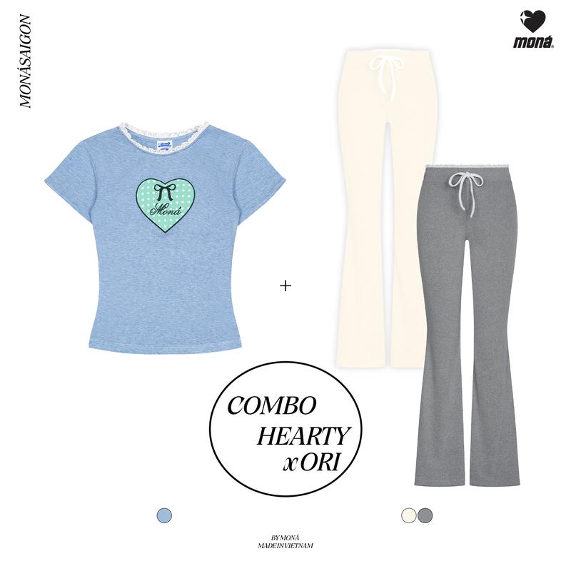 COMBO MONÁ Quần ống loe nữ ORI x Áo thun ôm dáng phối ren HEARTY - ORI PANTS x HEARTY TOP