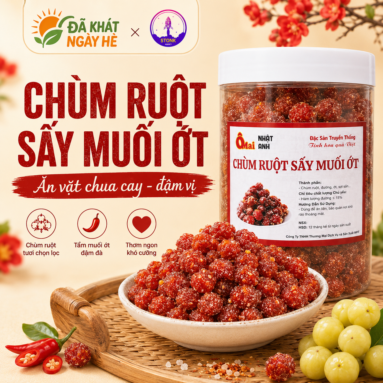 [Hàng Loại 1 Xịn]Chùm Ruột Sấy Muối Ớt