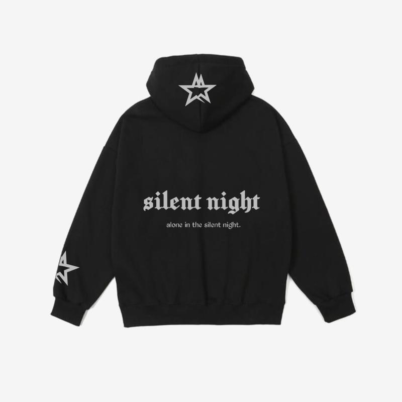 Product Introduction of Hoodie boxy fit reflektif Silent Nigh Unisex  Fleece tebal 280 gsm | Sablon Reflektif Silver Free Stiker 47