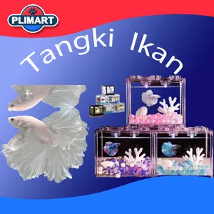 Mini Aquarium Cupang LED Stackable – Tangki Ikan Betta Aquascape Mini 6 Warna