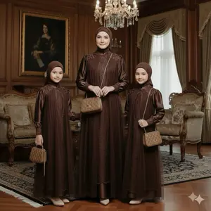 (Tali belakang) Gamis keluarga Anak Mewah Simple  terbaru 2026 Maxi Gaun Anak Dan  Lebaran Terbaru  Panjang  Cantik Kancing Wudhu Busana  Muslim
