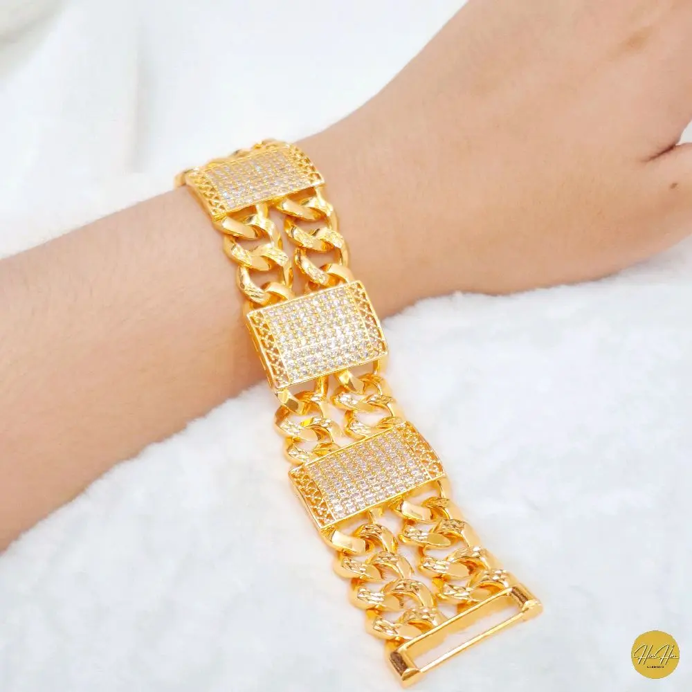(Beli 2 Bonus 1 Random)Gelang Rantai Plat Rantai 2 Susun Warna Gold 22k Kualitas Premium|Aksesoris Wanita-Anti Karat