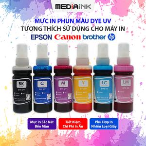 Mực In Phun Màu Dye UV (Gốc Nước) Mực In Media Premium Tương Thích Máy In Epson Canon Brother HP Hộp Mực Màu 100ml