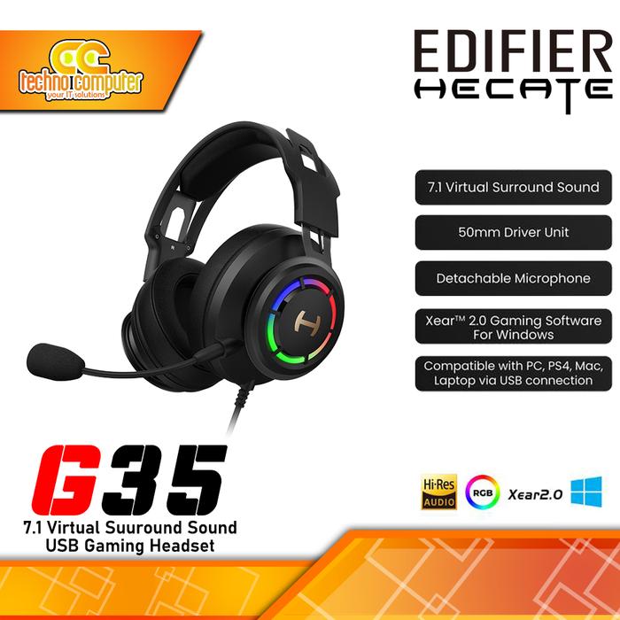 Gambar HEADSET EDIFIER HECATE G35 - 7.1 Virtual Surround Sound - Gaming Headset dari Techno Computer Bali  Tokopedia