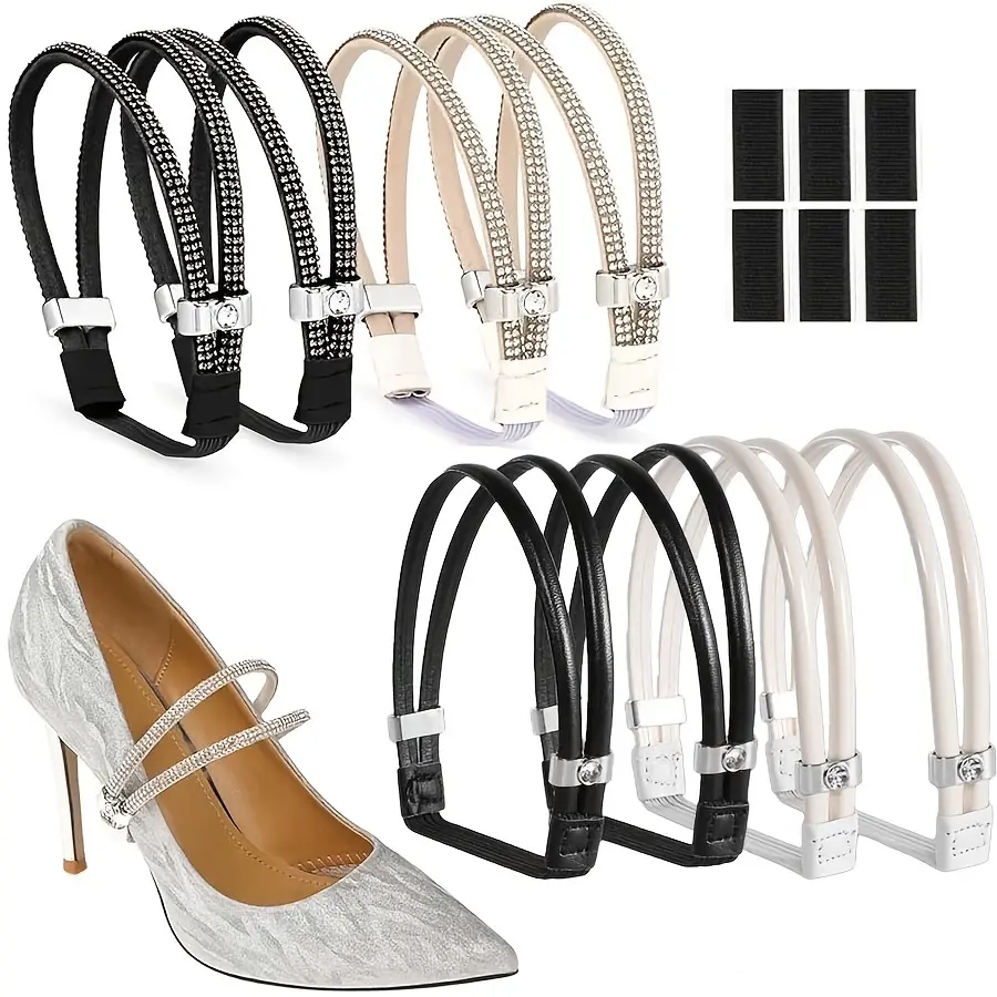 1pair Adjustable Heel Grips, Polyester Shoe Straps with Wrap-Around Buckles, Anti-Slip No-Tie Shoelace for High Heels & Sandals, Universal Fit, Prevents Heel Slippage, Secure & Comfortable Footwear Accessories