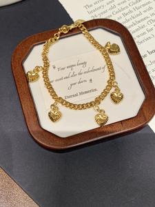 Gelang Keluli Titanium, Reka Bentuk Hati, Bersalut Emas, Gelang Wanita, Tahan Pudar, Kalis Calar, SUNQ tahankarat women jewelry Rantai Bracelets Bangles Barang Kemas