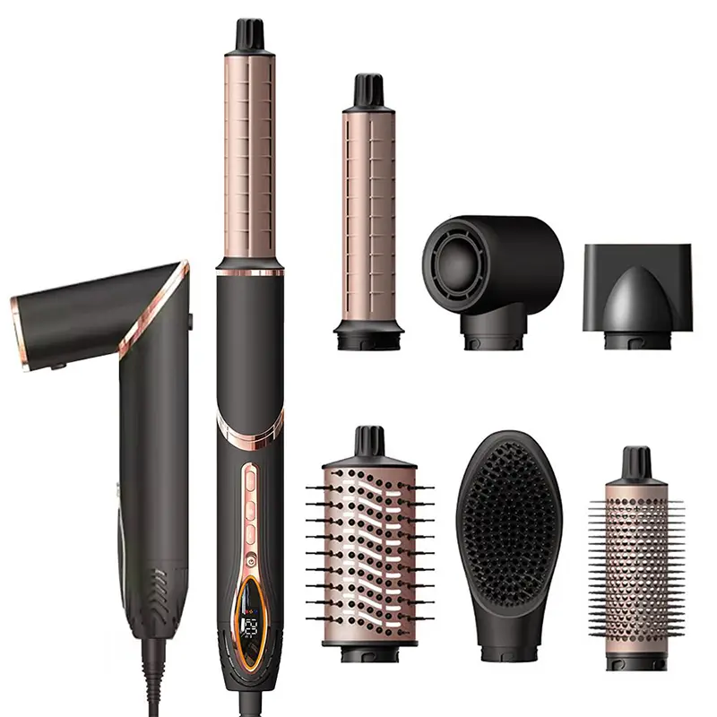7 in 1 Negative Ionic Foldable Wrap Air Hair Styler Set, 110000 RPM High-Speed Hot Hair Dryer Brush Set for Curling, Fast Dry, Straightening - Versatile Hair Styling Tool with Multiple Attachments