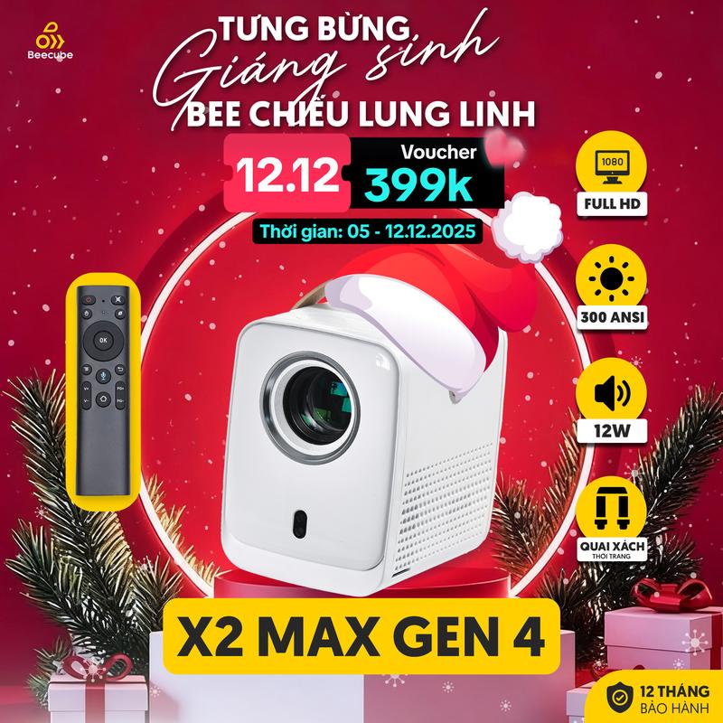 BEECUBE LIVE Máy Chiếu Mini Cao Cấp Beecube X2 Gen 4 - Full HD - Bảo Hành 1 Đổi 1 Trong 12 Tháng Máy Chiếu Tích Hợp Âm Thanh Projector Xem Phim