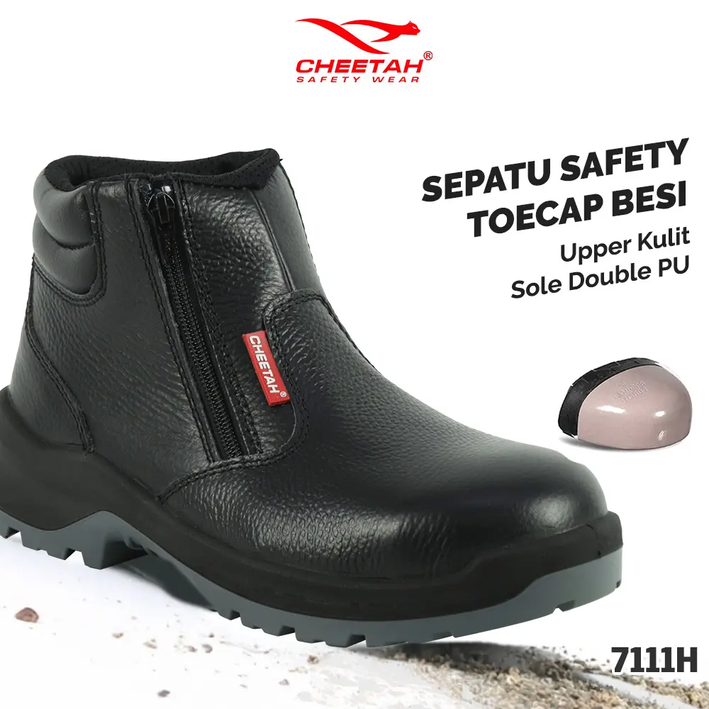 Cheetah 7111H 7111 H Sepatu Safety Shoes Kerja Besi Pria Proyek Karet