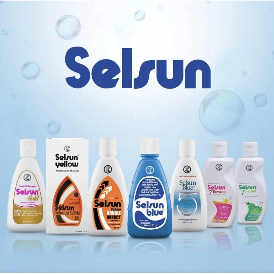 SELSUN Shampoo Conditioner Series - Sampo Anti Ketombe Blue 5 Five Yellow Double Gold 7 Seven Herbal Flowers Gatal Almond