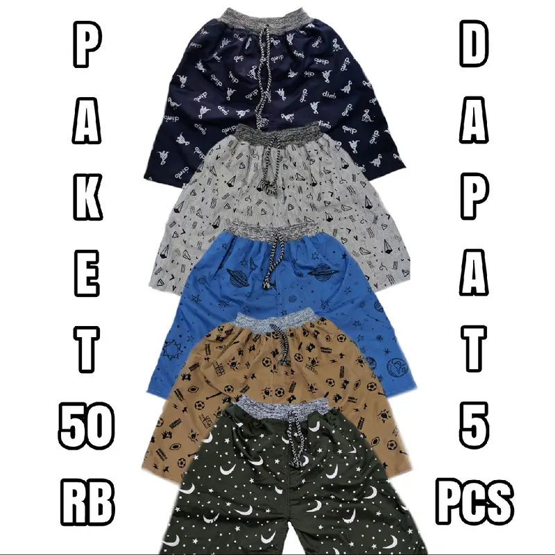 PAKET 50 RB DAPAT 5 PCS CELANA ANAK PRINTING umur 3 - 12 thn Motif Fashion Celana Pendek 0