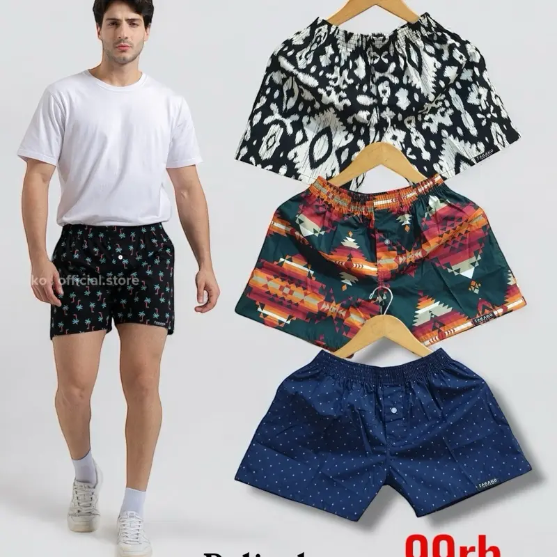 TAKAKO Boxer Pria Wanita Dewasa Premium Bahan 100% Katun Motif Full Print Celana Boxer Nyaman Pendek 36-44cm S M L XL Fit untuk Tidur & Santai Shorts Panjang