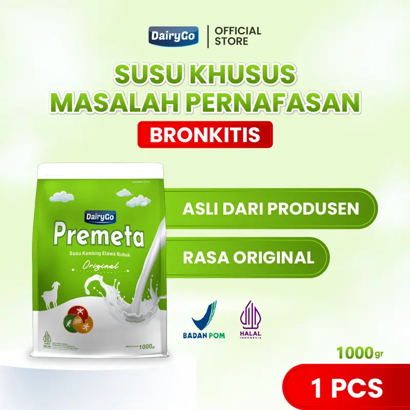 Susu Kambing Etawa Bubuk Original 1 kilogram Atasi Asma Infeksi Paru-Paru TBC dan Masalah Pernapasan Lainnya / Aman Untuk Diabetes / Premeta Original 0