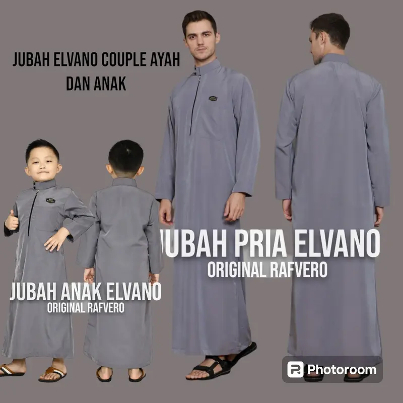 Baju jubah gamis elvano couple ayah dan anak - jubah gamis pria baju koko gamis anak laki-laki 4.5.6.7.8.9..10.11.12 tahun jubah polos sanghai Muslim Dewasa 3