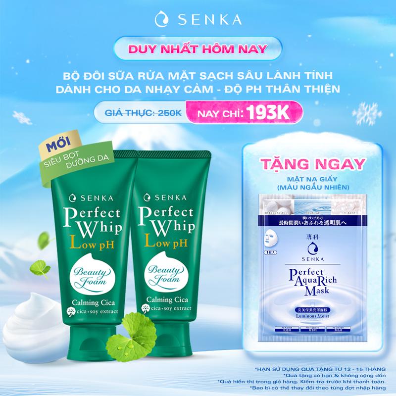 Phương Sena 5.12 Bộ đôi sữa rửa mặt sạch sâu lành tính SENKA PERFECT WHIP CICA 100GX2