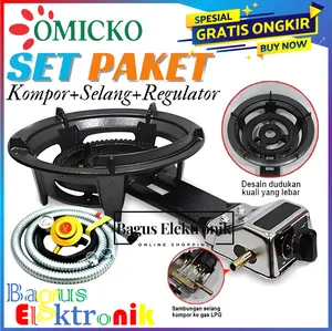 Kompor Komersial Omicko KG-011+Selang Gas+Regulator SNI Kompor Mawar Kompor Komersial Kompor Cor SNI