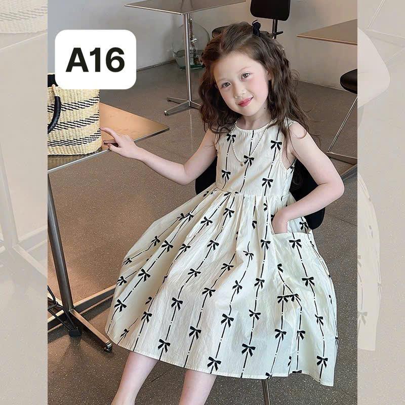 8-35kg -Dung Kids 02 - A16 Váy Nơ Đen 2 Túi eo xinh xắn cho bé gái