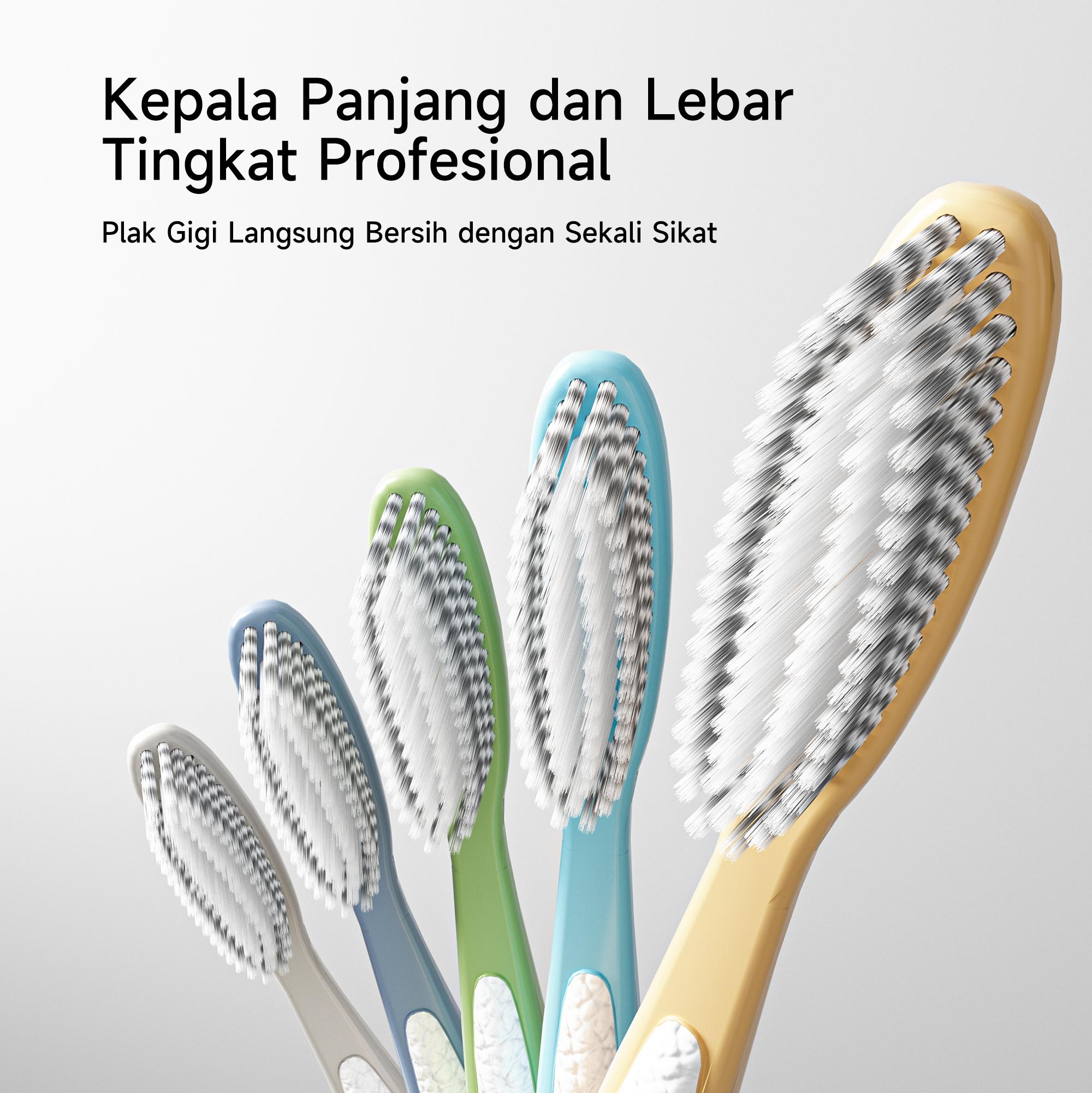 Sikat Gigi Dengan Kepala Panjang dan Lebar Ideal untuk Bepergian Pembersihan Cepat Lembut Seperti Kapas untuk Melindungi Gusi  toothbrush sikat gigi travel kit